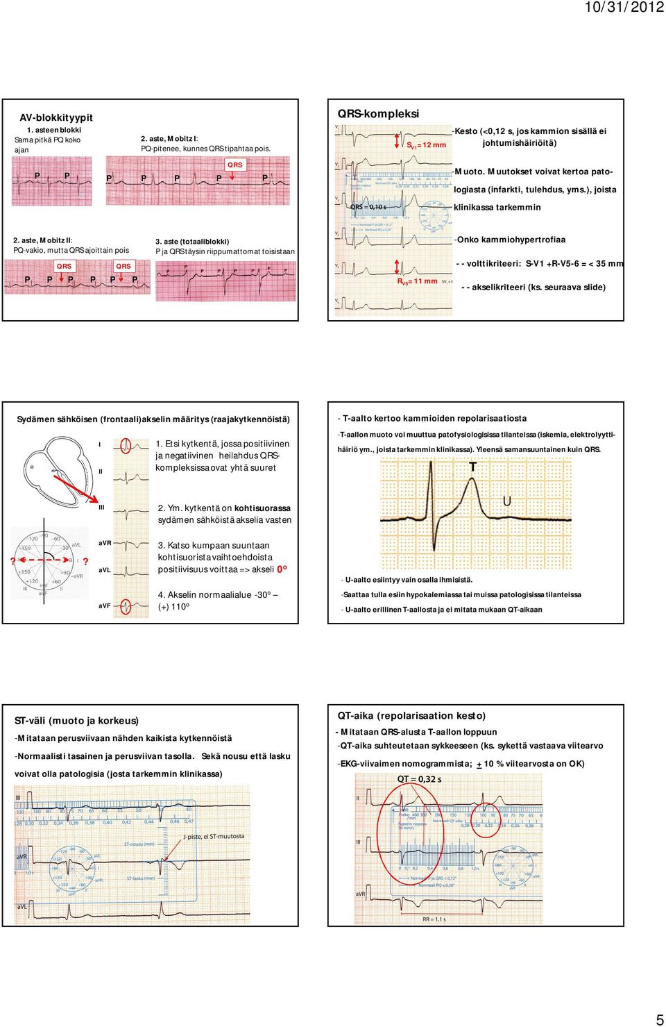 = 11 mm -Onko kammiohypertrofiaa - - volttikriteeri: S- +R--6 = < 35 mm - - akselikriteeri (ks seuraava slide) Sydämen sähköisen (frontaali)akselin määritys (raajakytkennöistä) I 1 Etsi kytkentä,