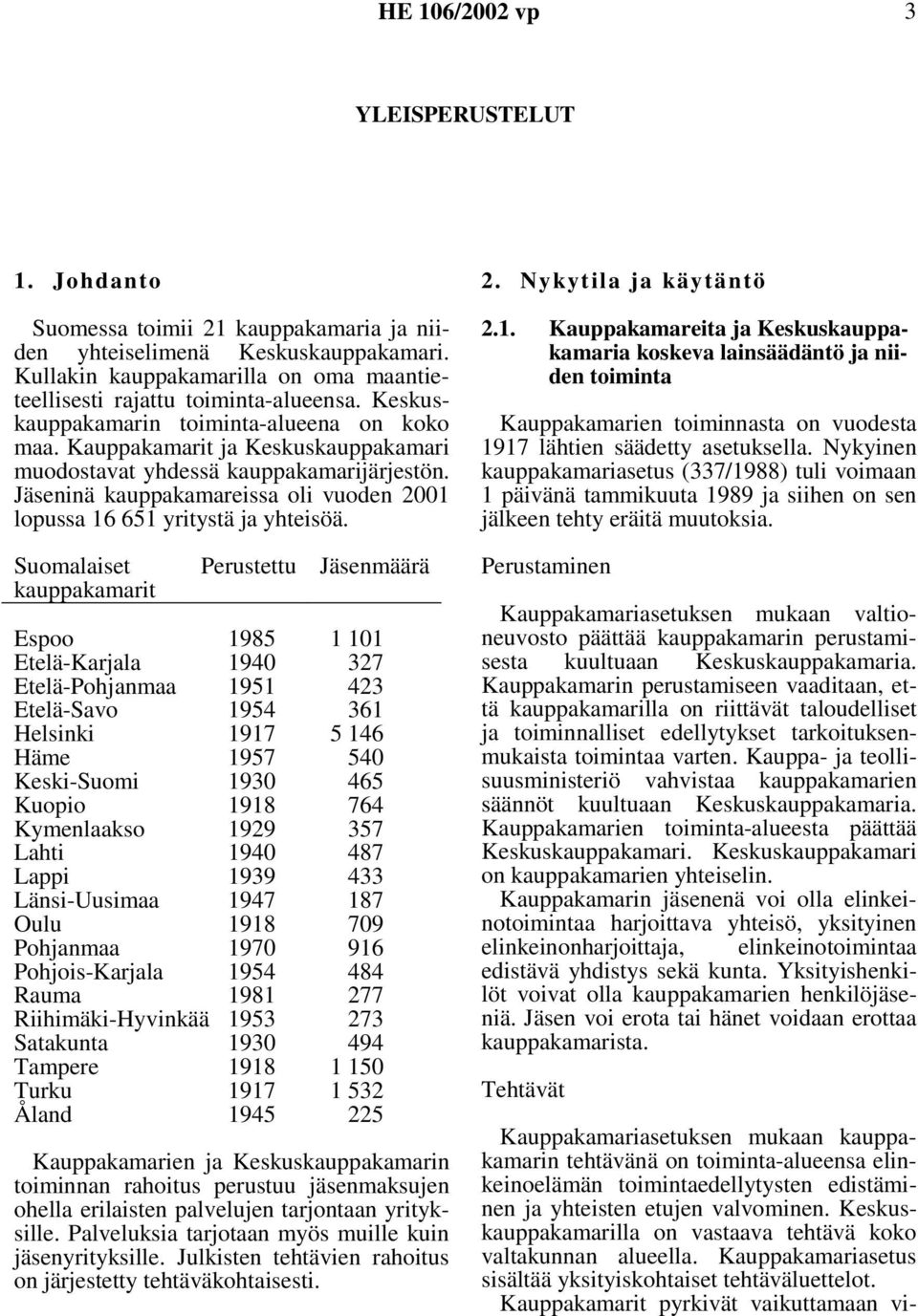 Jäseninä kauppakamareissa oli vuoden 2001 lopussa 16 651 yritystä ja yhteisöä.