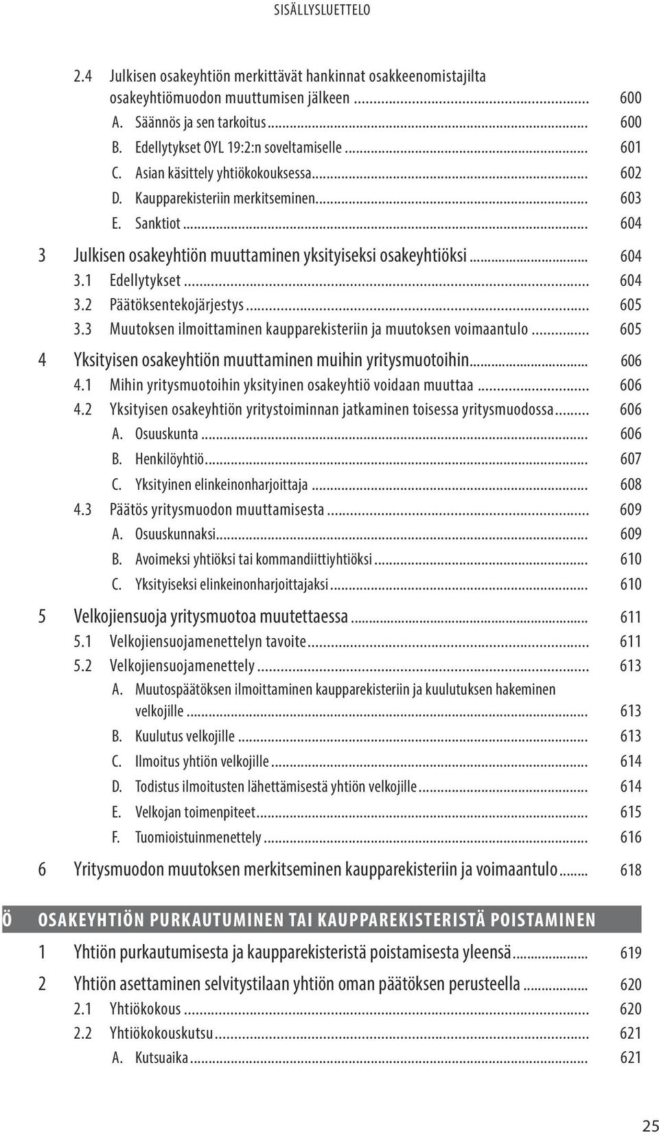 .. 605 3.3 Muutoksen ilmoittaminen kaupparekisteriin ja muutoksen voimaantulo... 605 4 Yksityisen osakeyhtiön muuttaminen muihin yritysmuotoihin... 606 4.