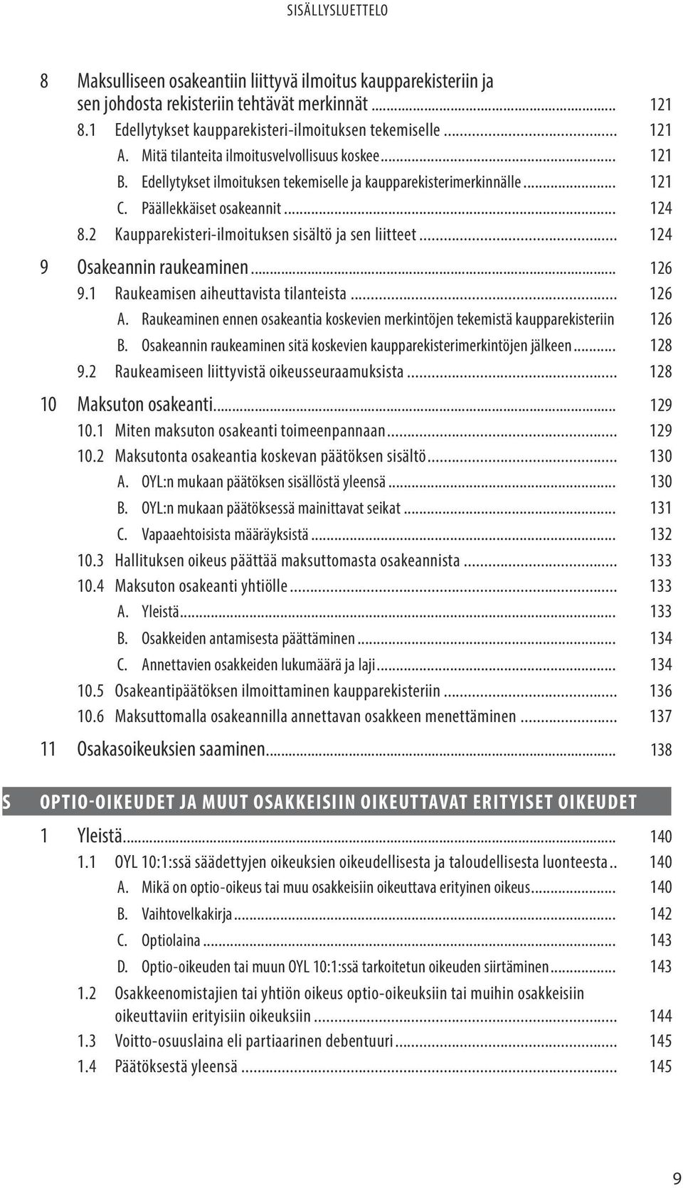 2 Kaupparekisteri-ilmoituksen sisältö ja sen liitteet... 124 9 Osakeannin raukeaminen... 126 9.1 Raukeamisen aiheuttavista tilanteista... 126 A.