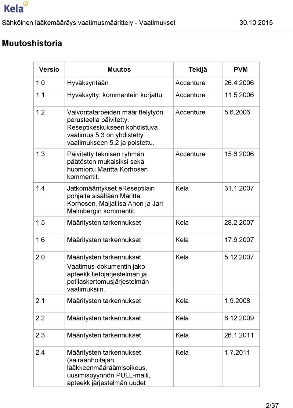 3 äivitetty teknisen ryhmän päätösten mukaisiksi sekä huomioitu Maritta Korhosen kommentit. 1.