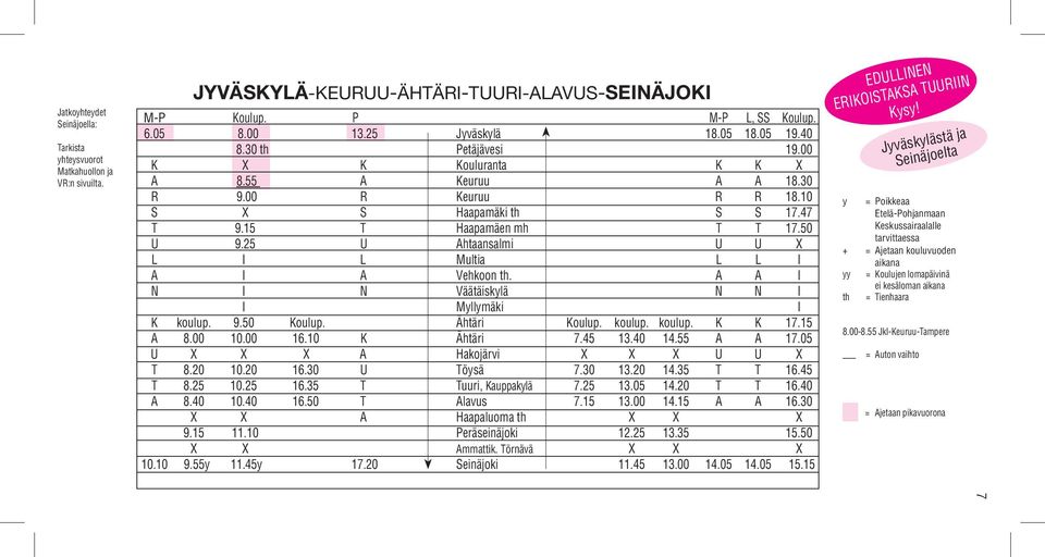 25 U Ahtaansalmi U U X L I L Multia L L I A I A Vehkoon th. A A I N I N Väätäiskylä N N I I Myllymäki I K koulup. 9.50 Koulup. Ähtäri Koulup. koulup. koulup. K K 17.15 A 8.00 10.00 16.10 K Ähtäri 7.