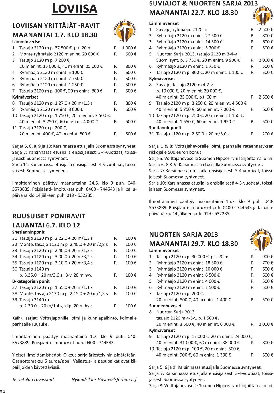 500 8 Tas.ajo 2120 m p. 1.27.0 + 20 m/1,5 s P. 800 9 Ryhmäajo 2120 m enint. 8 000 P. 600 10 Tas.ajo 2120 m p. 1 750, 20 m enint. 2 500, 40 m enint. 3 250, 60 m enint. 4 000 P. 500 11 Tas.ajo 2120 m p. 200, 20 m enint.