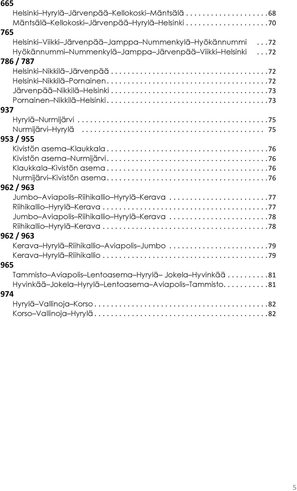 ......................................72 Järvenpää Nikkilä Helsinki......................................73 Pornainen Nikkilä Helsinki.......................................73 937 Hyrylä Nurmijärvi.