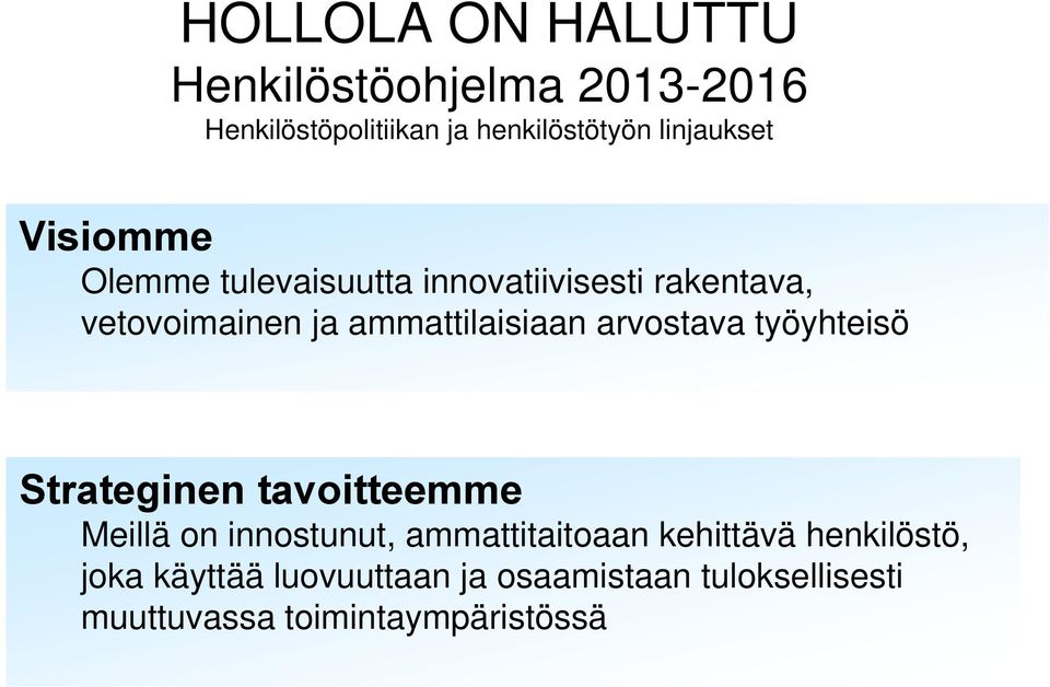 Strateginen tavoitteemme Meillä on innostunut, ammattitaitoaan kehittävä
