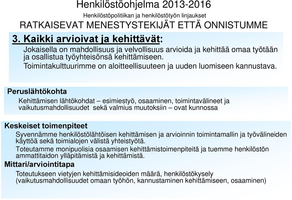 Toimintakulttuurimme on aloitteellisuuteen ja uuden luomiseen kannustava.