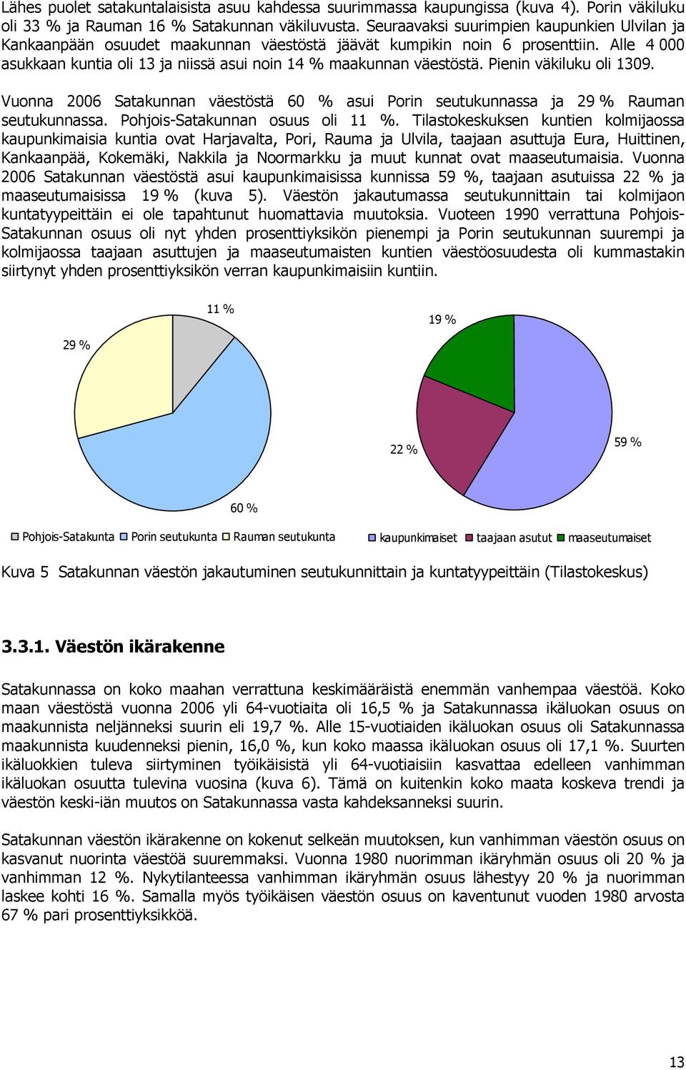 Pienin väkiluku oli 1309. Vuonna 2006 Satakunnan väestöstä 60 % asui Porin seutukunnassa ja 29 % Rauman seutukunnassa. Pohjois-Satakunnan osuus oli 11 %.