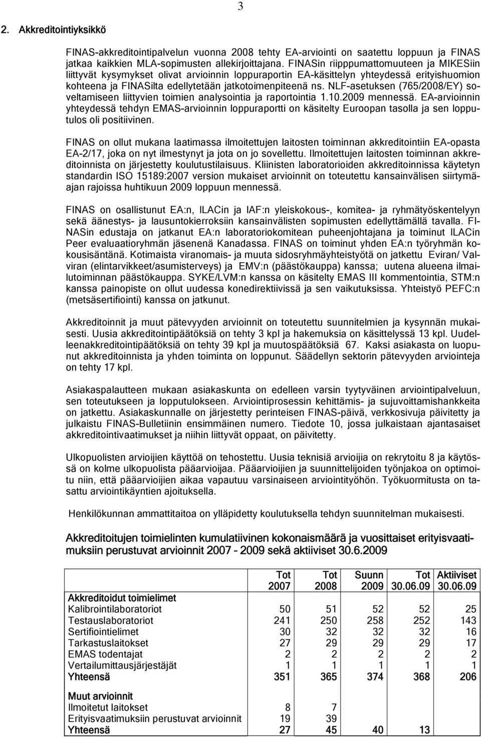 NLF-asetuksen (765/2008/EY) soveltamiseen liittyvien toimien analysointia ja raportointia 1.10.2009 mennessä.