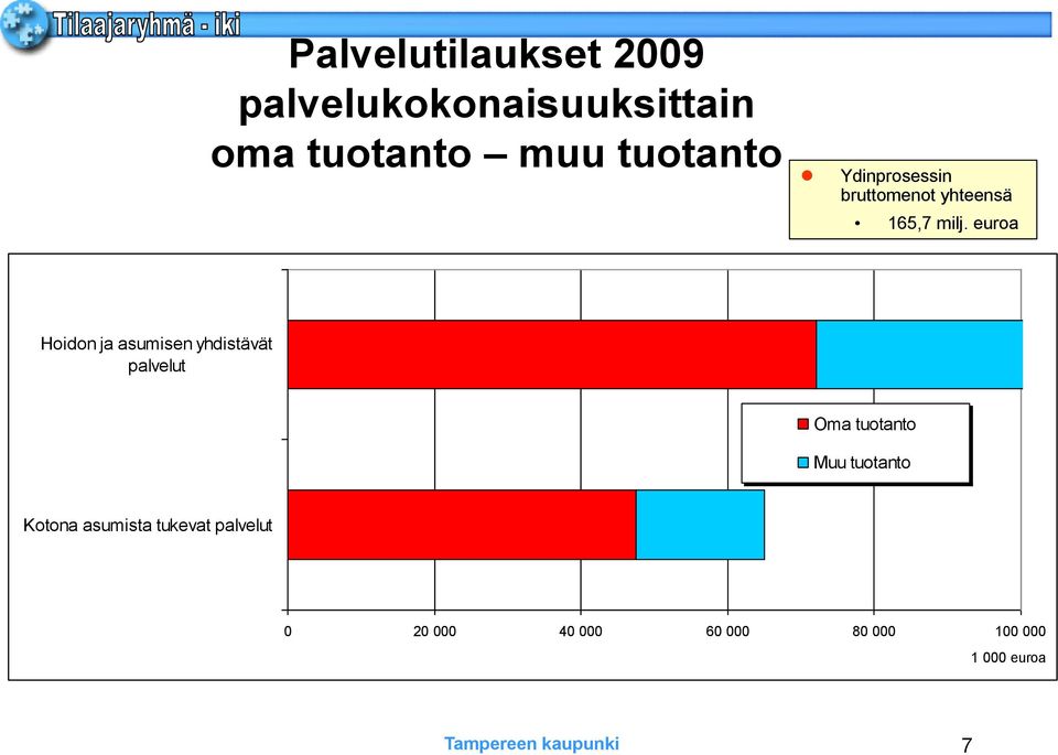 euroa Hoidon ja asumisen yhdistävät palvelut Oma tuotanto Muu tuotanto