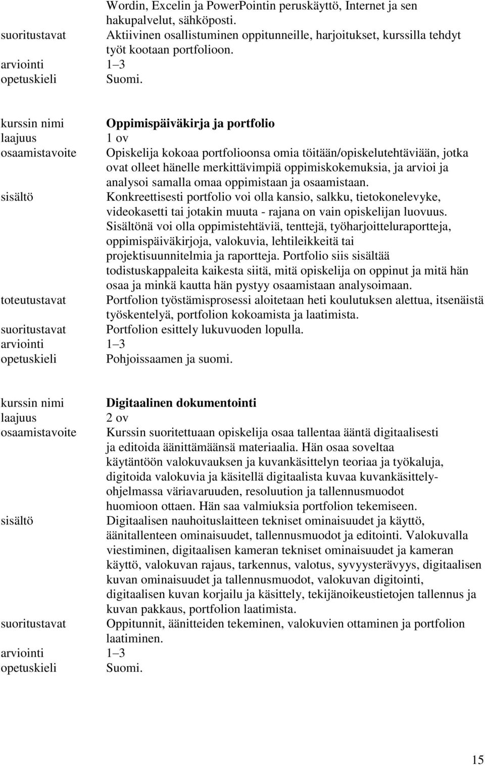 oppimistaan ja osaamistaan. Konkreettisesti portfolio voi olla kansio, salkku, tietokonelevyke, videokasetti tai jotakin muuta - rajana on vain opiskelijan luovuus.