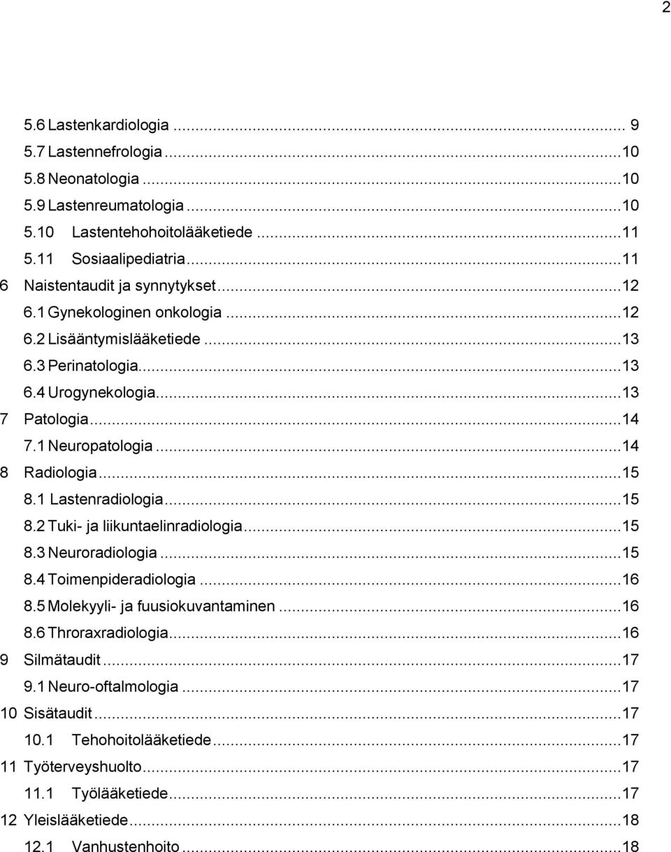 ..14 8 Radiologia...15 8.1 Lastenradiologia...15 8.2 Tuki- ja liikuntaelinradiologia...15 8.3 Neuroradiologia...15 8.4 Toimenpideradiologia...16 8.5 Molekyyli- ja fuusiokuvantaminen...16 8.6 Throraxradiologia.