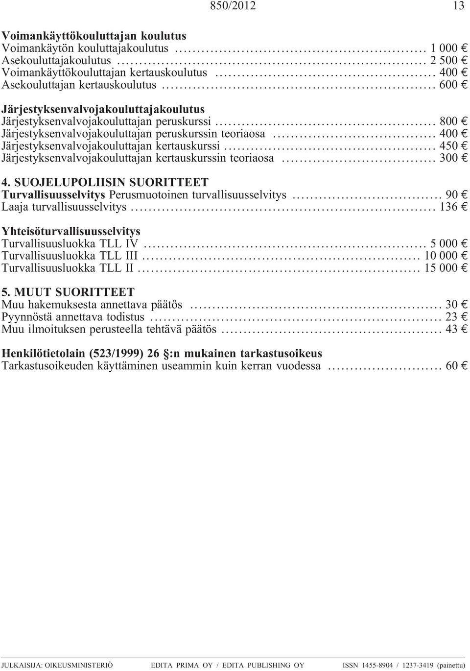 .. 450 Järjestyksenvalvojakouluttajan kertauskurssin teoriaosa... 300 4. SUOJELUPOLIISIN SUORITTEET Turvallisuusselvitys Perusmuotoinen turvallisuusselvitys... 90 Laaja turvallisuusselvitys.