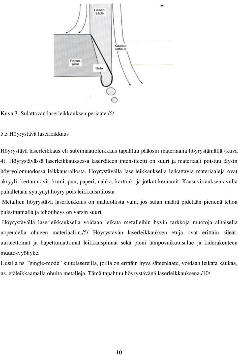 Höyrystävällä laserleikkauksella leikattavia materiaaleja ovat akryyli, kertamuovit, kumi, puu, paperi, nahka, kartonki ja jotkut keraamit.