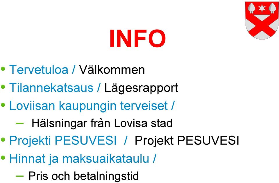 Hälsningar från Lovisa stad Projekti PESUVESI /