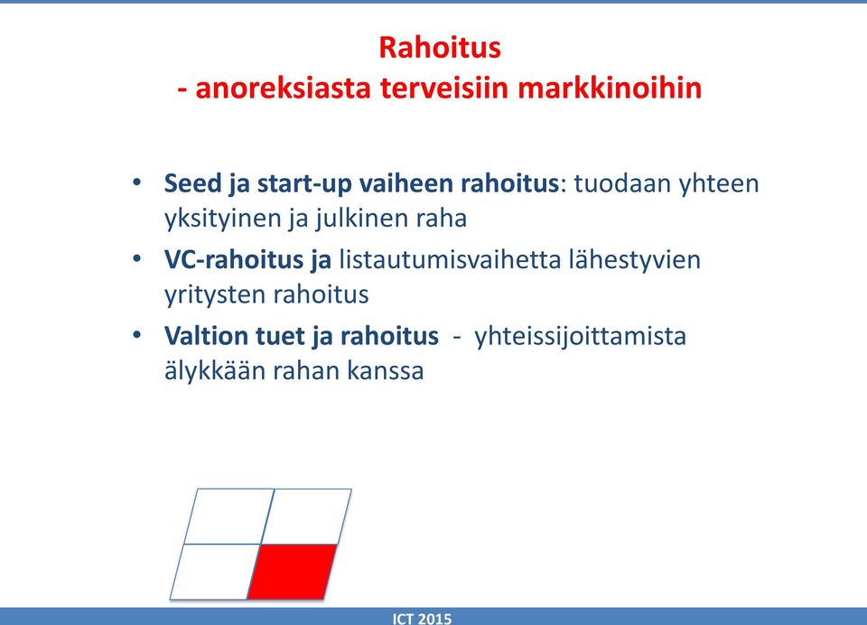 VC-rahoitus ja listautumisvaihetta lähestyvien yritysten