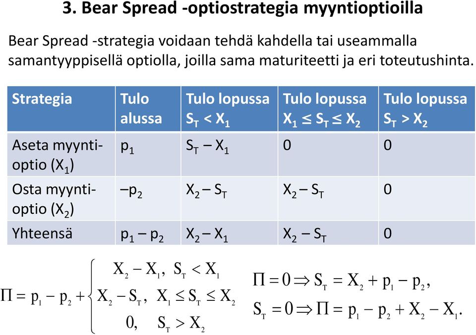 tehdä kahdella tai useammalla samantyyisellä otiolla joilla sama