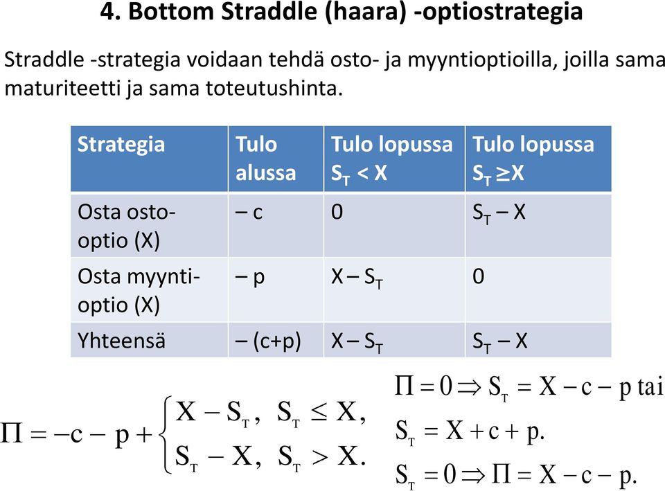 maturiteetti ja sama toteutushinta.