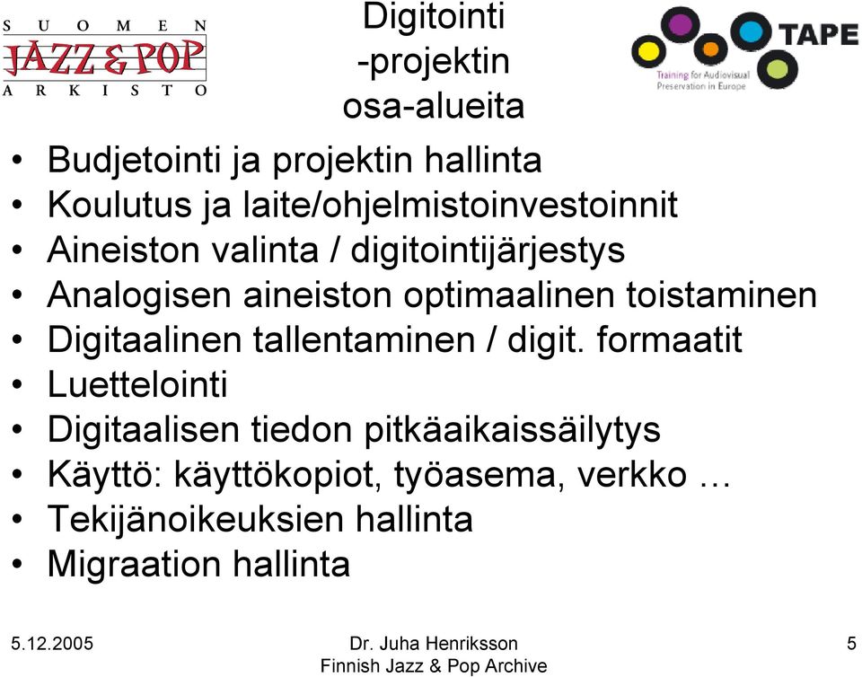 optimaalinen toistaminen Digitaalinen tallentaminen / digit.