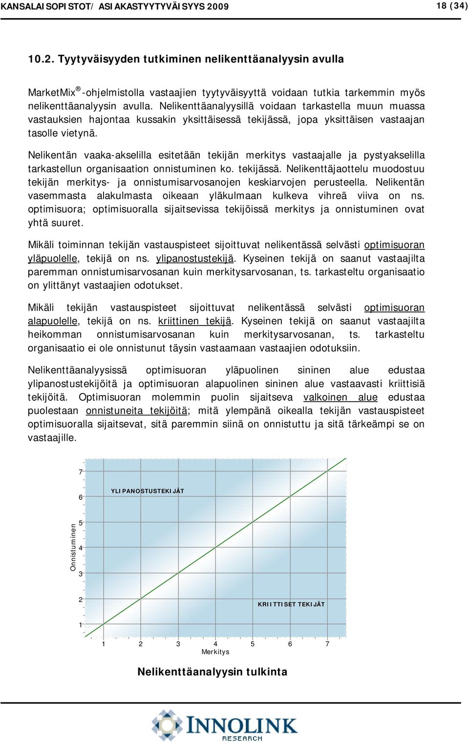 Nelikenttäanalyysillä voidaan tarkastella muun muassa vastauksien hajontaa kussakin yksittäisessä tekijässä, jopa yksittäisen vastaajan tasolle vietynä.