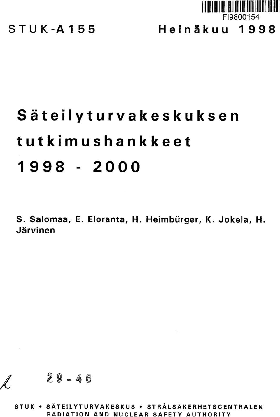 Salomaa, E. Eloranta, H. Heimburger, K. Jokela, H.