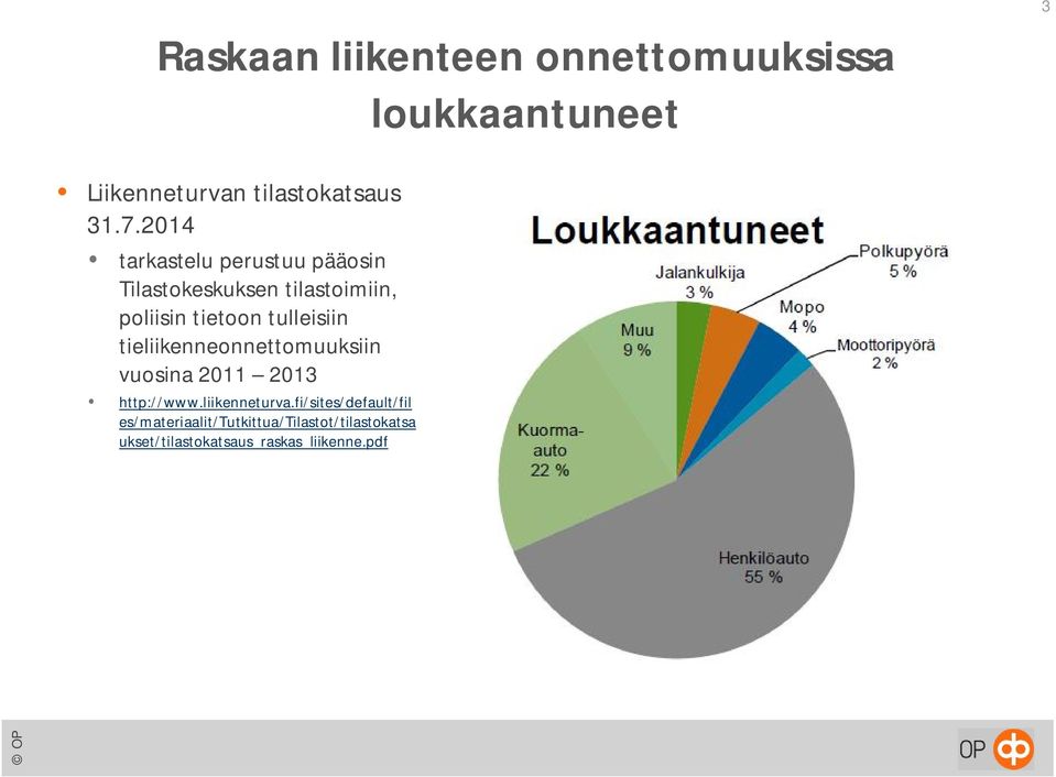 tulleisiin tieliikenneonnettomuuksiin vuosina 2011 2013 http://www.liikenneturva.