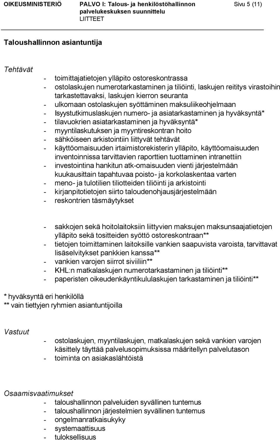 myyntilaskutuksen ja myyntireskontran hoito - sähköiseen arkistointiin liittyvät tehtävät - käyttöomaisuuden irtaimistorekisterin ylläpito, käyttöomaisuuden inventoinnissa tarvittavien raporttien