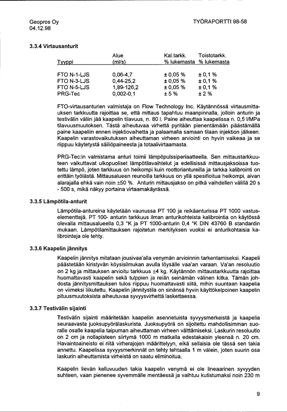 FTO-virtausanturien valmistaja on Flow Technology lnc.