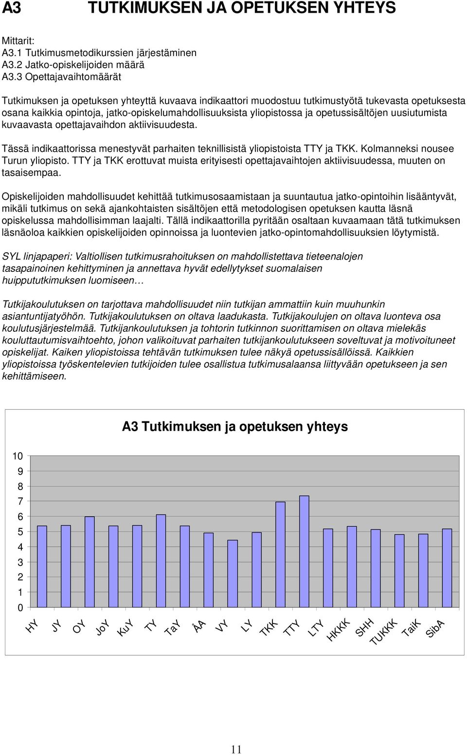 opetussisältöjen uusiutumista kuvaavasta opettajavaihdon aktiivisuudesta. Tässä indikaattorissa menestyvät parhaiten teknillisistä yliopistoista T ja. Kolmanneksi nousee Turun yliopisto.