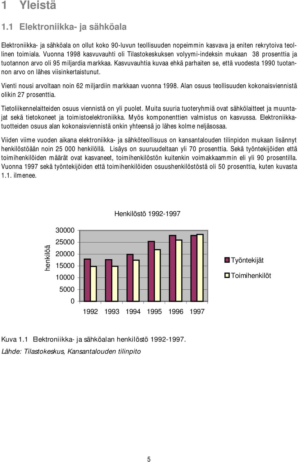 Kasvuvauhtia kuvaa ehkä parhaiten se, että vuodesta 1990 tuotannon arvo on lähes viisinkertaistunut. Vienti nousi arvoltaan noin 62 miljardiin markkaan vuonna 1998.