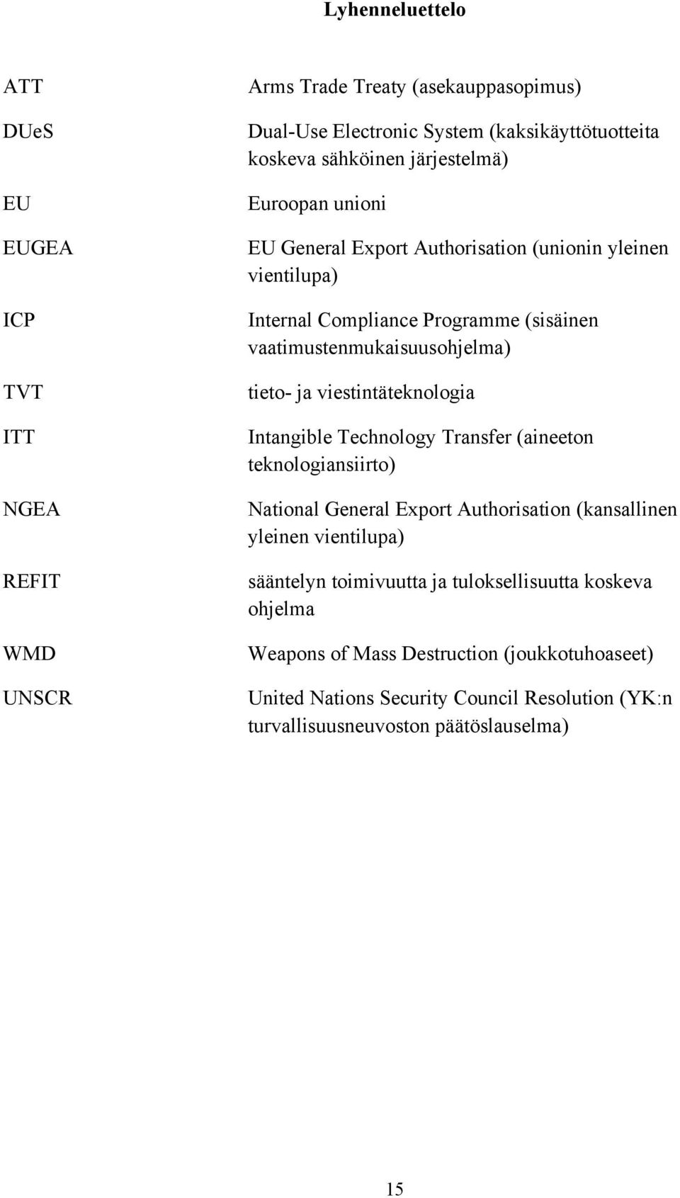 viestintäteknologia Intangible Technology Transfer (aineeton teknologiansiirto) National General Export Authorisation (kansallinen yleinen vientilupa) sääntelyn