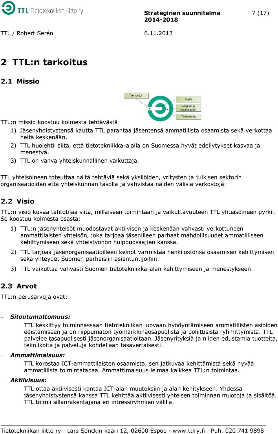 2) TTL huolehtii siitä, että tietotekniikka-alalla on Suomessa hyvät edellytykset kasvaa ja menestyä. 3) TTL on vahva yhteiskunnallinen vaikuttaja.