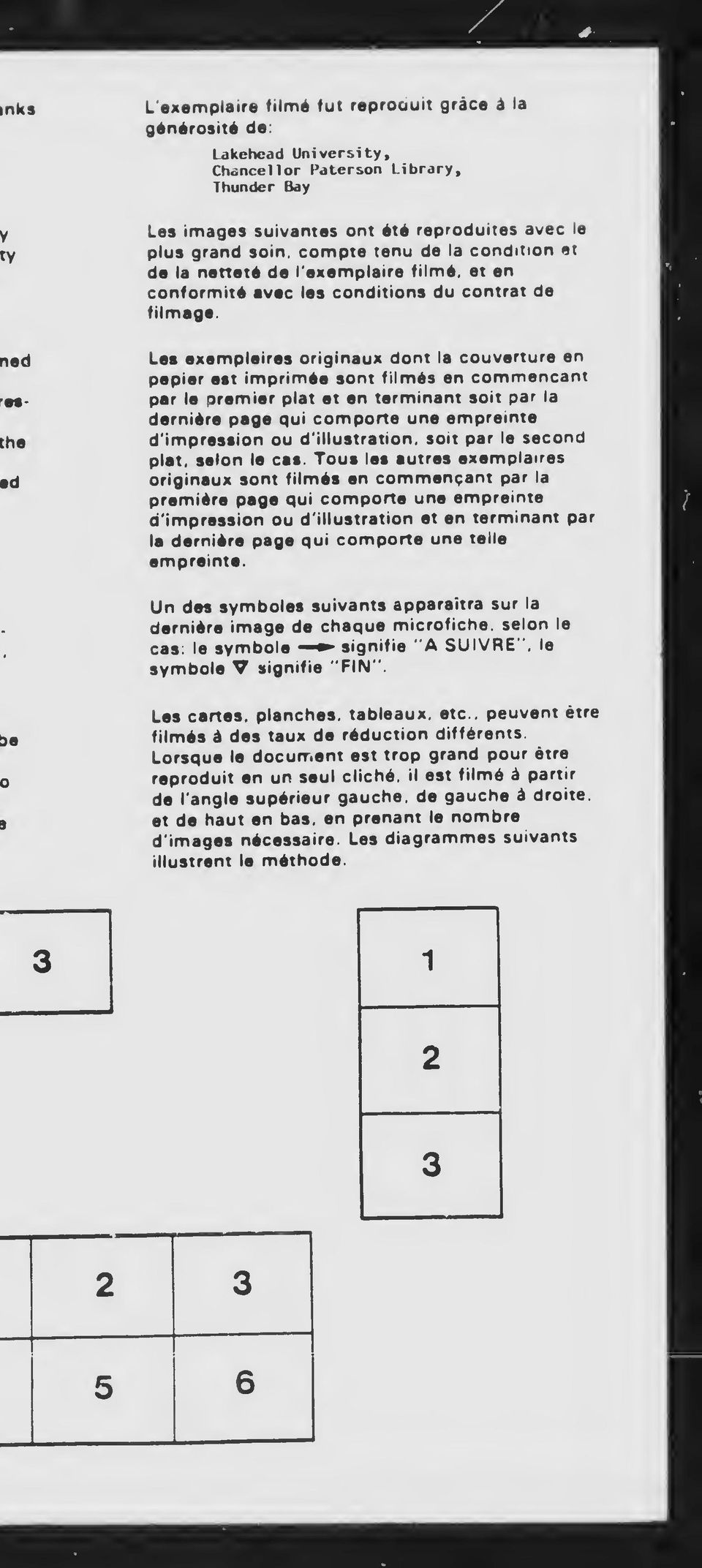 Laa axempiairas originaux dont la couverture en papier ast imprimaa sont film^s an commencant par le pramiar plat et en terminant soit par la dernjare page qui comporte une empremte d'impression ou