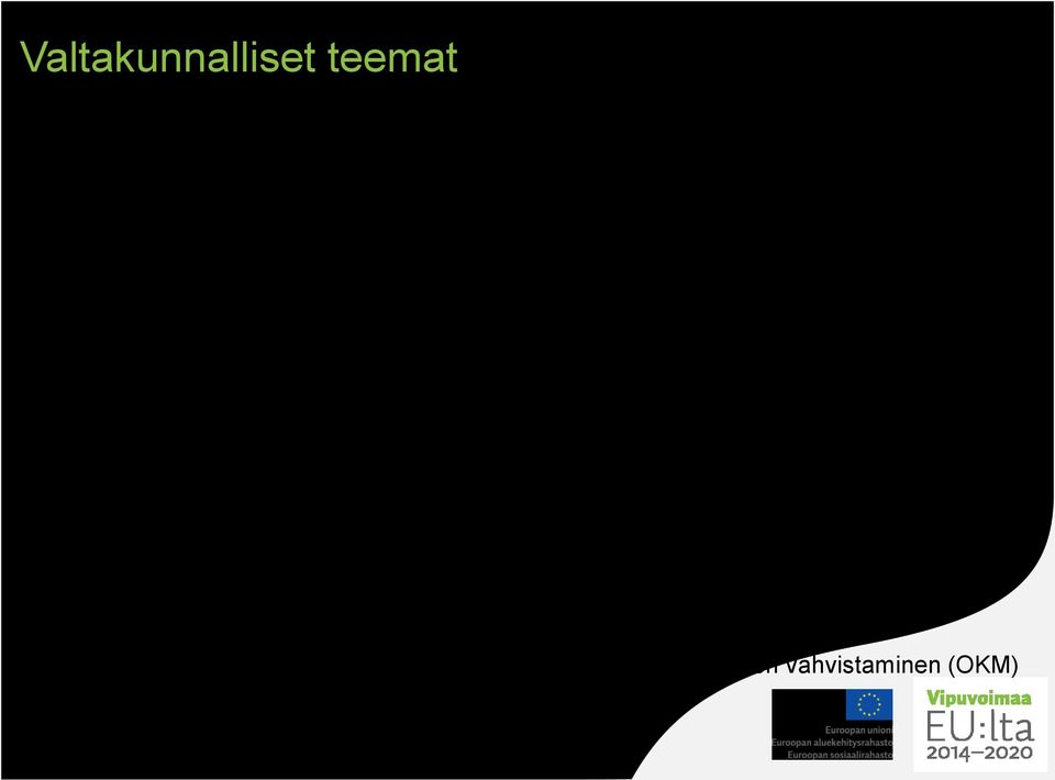 /vuosi Työvoiman liikkuvuus Euroopassa (EURES) (TEM) Nuorisotakuu (poikkihallinnollinen: TEM, OKM, STM) Heikossa työmarkkina-asemassa olevien työllistyminen (TEM) Kotona Suomessa