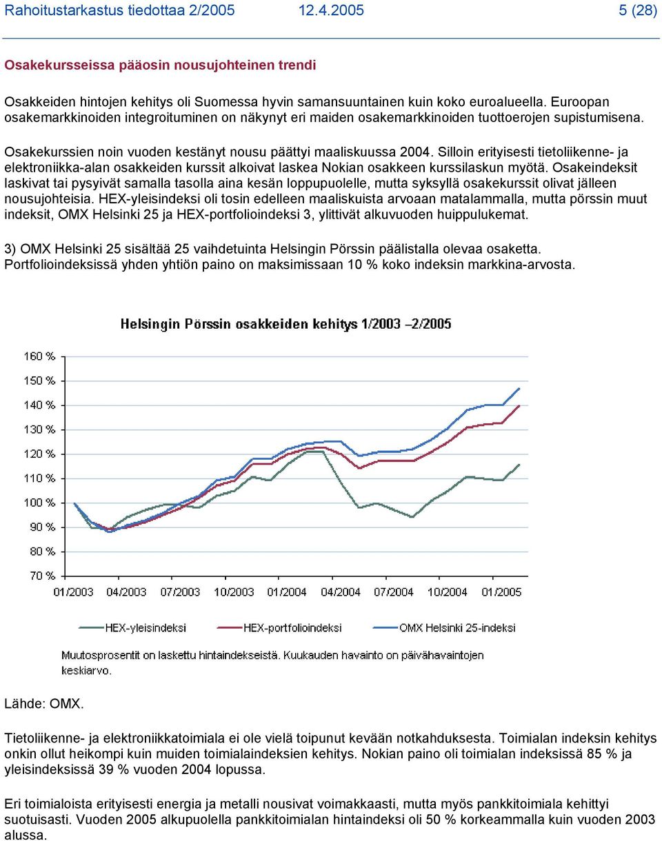 Silloin erityisesti tietoliikenne- ja elektroniikka-alan osakkeiden kurssit alkoivat laskea Nokian osakkeen kurssilaskun myötä.