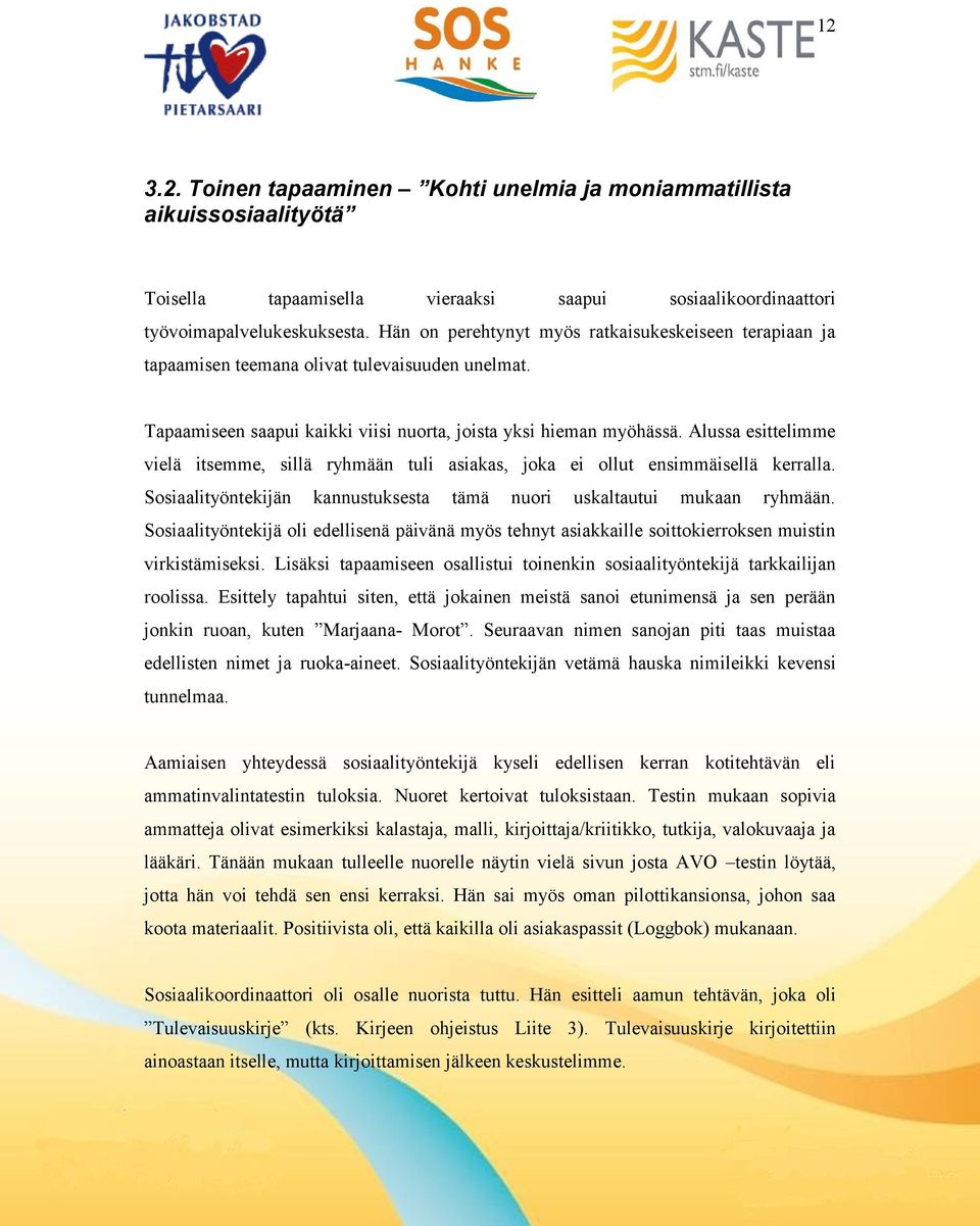 Alussa esittelimme vielä itsemme, sillä ryhmään tuli asiakas, joka ei ollut ensimmäisellä kerralla. Sosiaalityöntekijän kannustuksesta tämä nuori uskaltautui mukaan ryhmään.