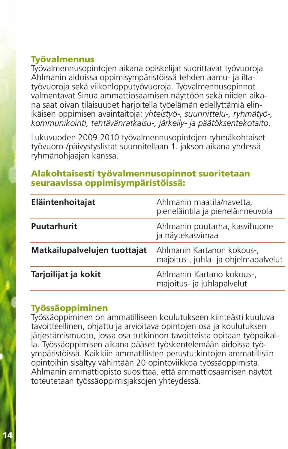 suunnittelu-, ryhmätyö-, kommunikointi, tehtävänratkaisu-, järkeily- ja päätöksentekotaito. Lukuvuoden 200-20 työvalmennusopintojen ryhmäkohtaiset työvuoro-/päivystyslistat suunnitellaan 1.