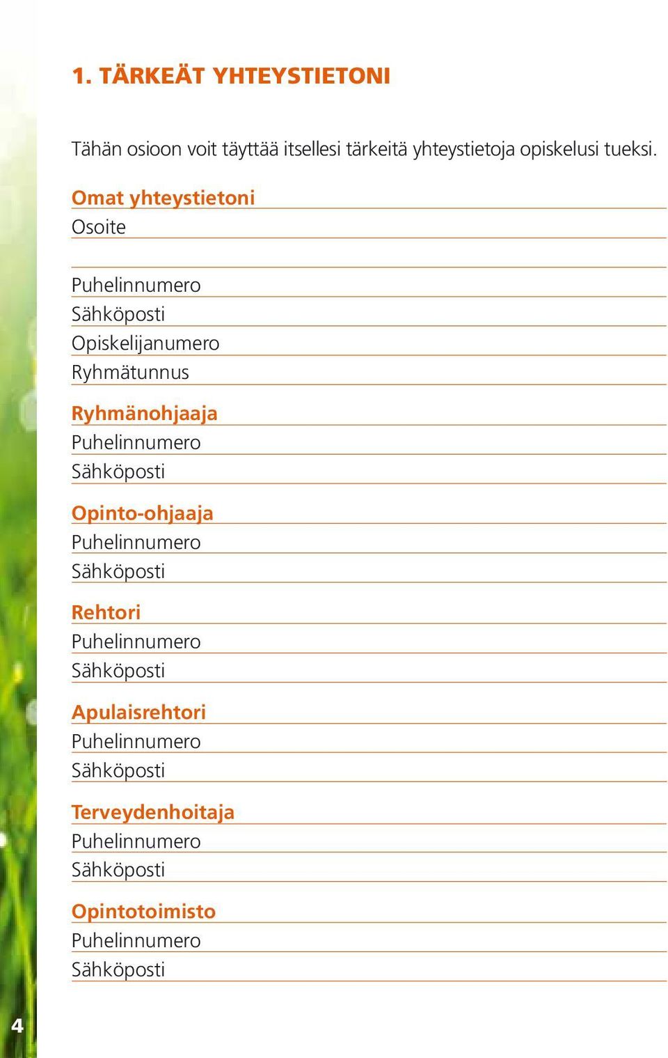 Puhelinnumero Sähköposti Opinto-ohjaaja Puhelinnumero Sähköposti Rehtori Puhelinnumero Sähköposti
