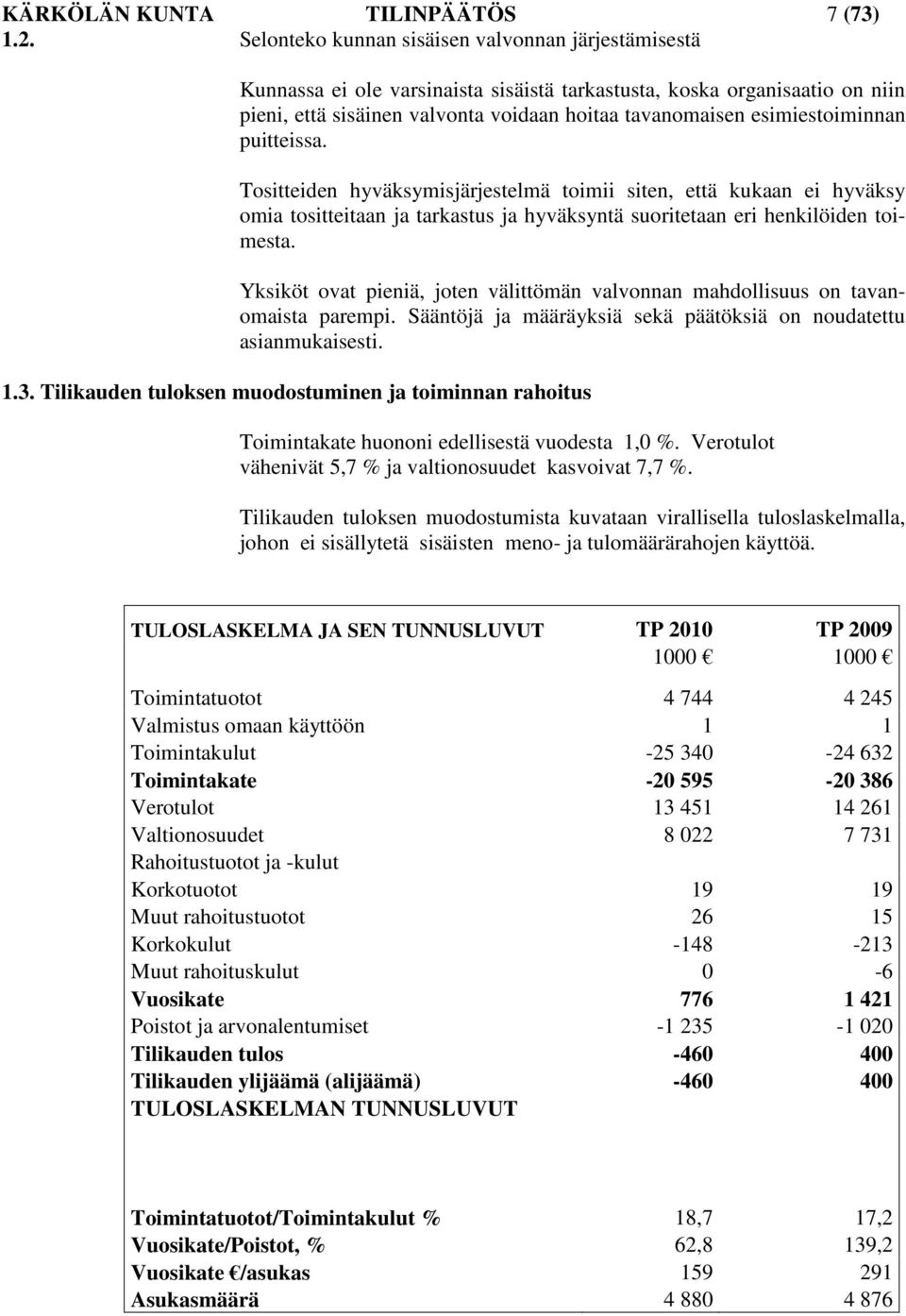 esimiestoiminnan puitteissa. Tositteiden hyväksymisjärjestelmä toimii siten, että kukaan ei hyväksy omia tositteitaan ja tarkastus ja hyväksyntä suoritetaan eri henkilöiden toimesta.