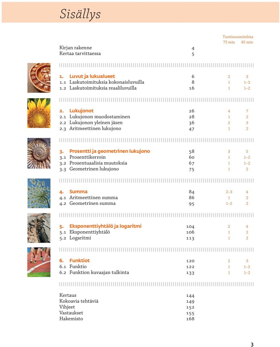 Prosentti ja geometrinen lukujono 58 5. Prosenttikerroin 60. Prosentuaalisia muutoksia 67. Geometrinen lukujono 75. Summa 8. Aritmeettinen summa 86.