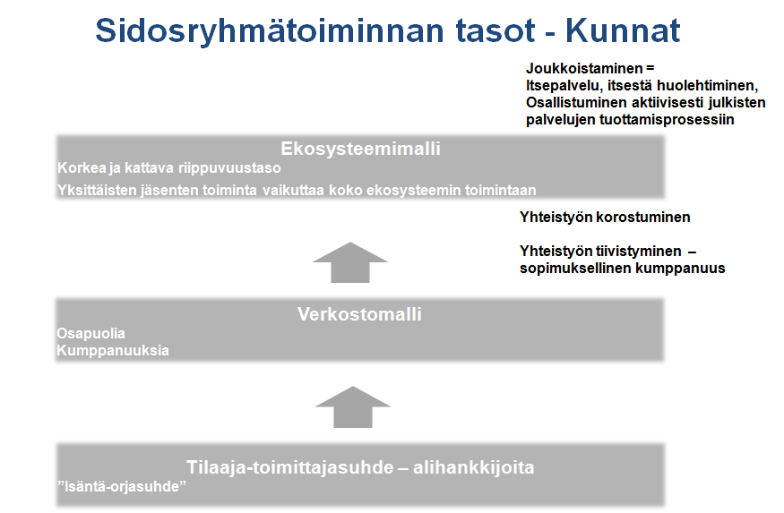 4.9 Kunnan ekosysteemi Työssä sidosryhmiä on käsitelty ekosysteemimäisesti.