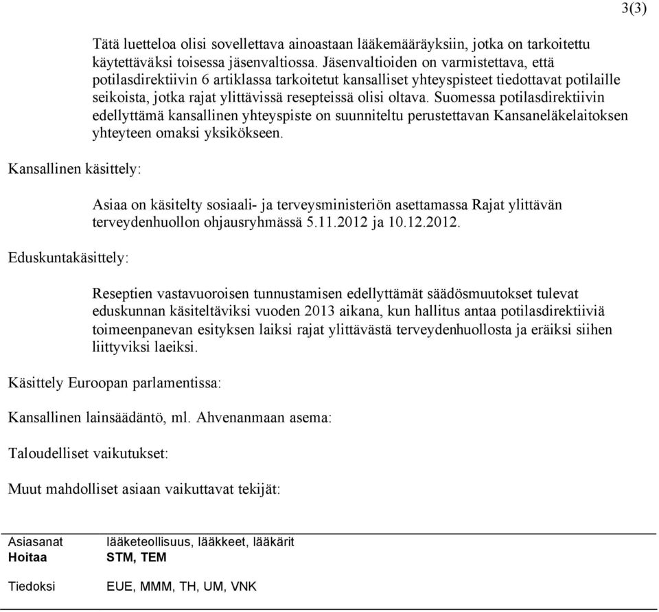 Suomessa potilasdirektiivin edellyttämä kansallinen yhteyspiste on suunniteltu perustettavan Kansaneläkelaitoksen yhteyteen omaksi yksikökseen.