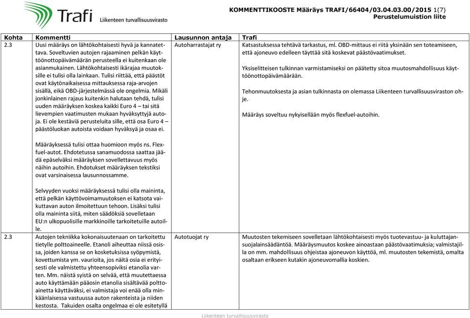 Tulisi riittää, että päästöt ovat käytönaikaisessa mittauksessa raja-arvojen sisällä, eikä OBD-järjestelmässä ole ongelmia.