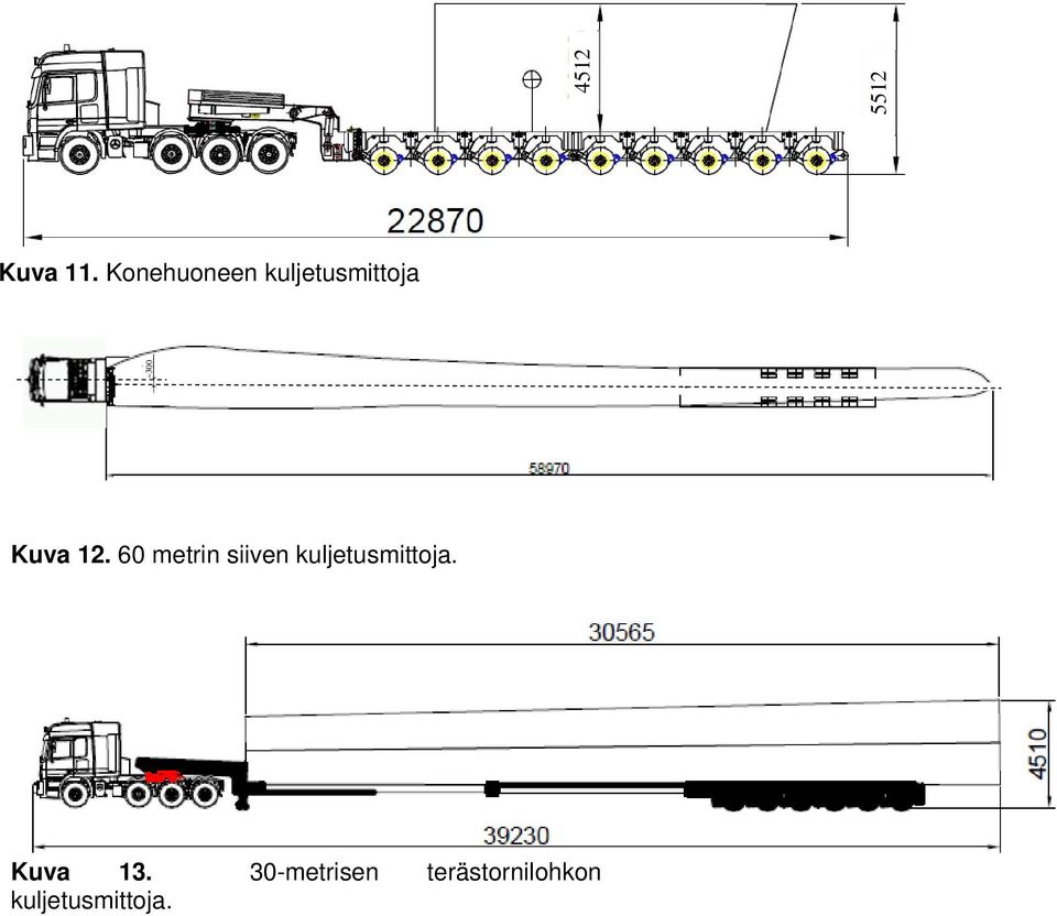 60 metrin siiven kuljetusmittoja.