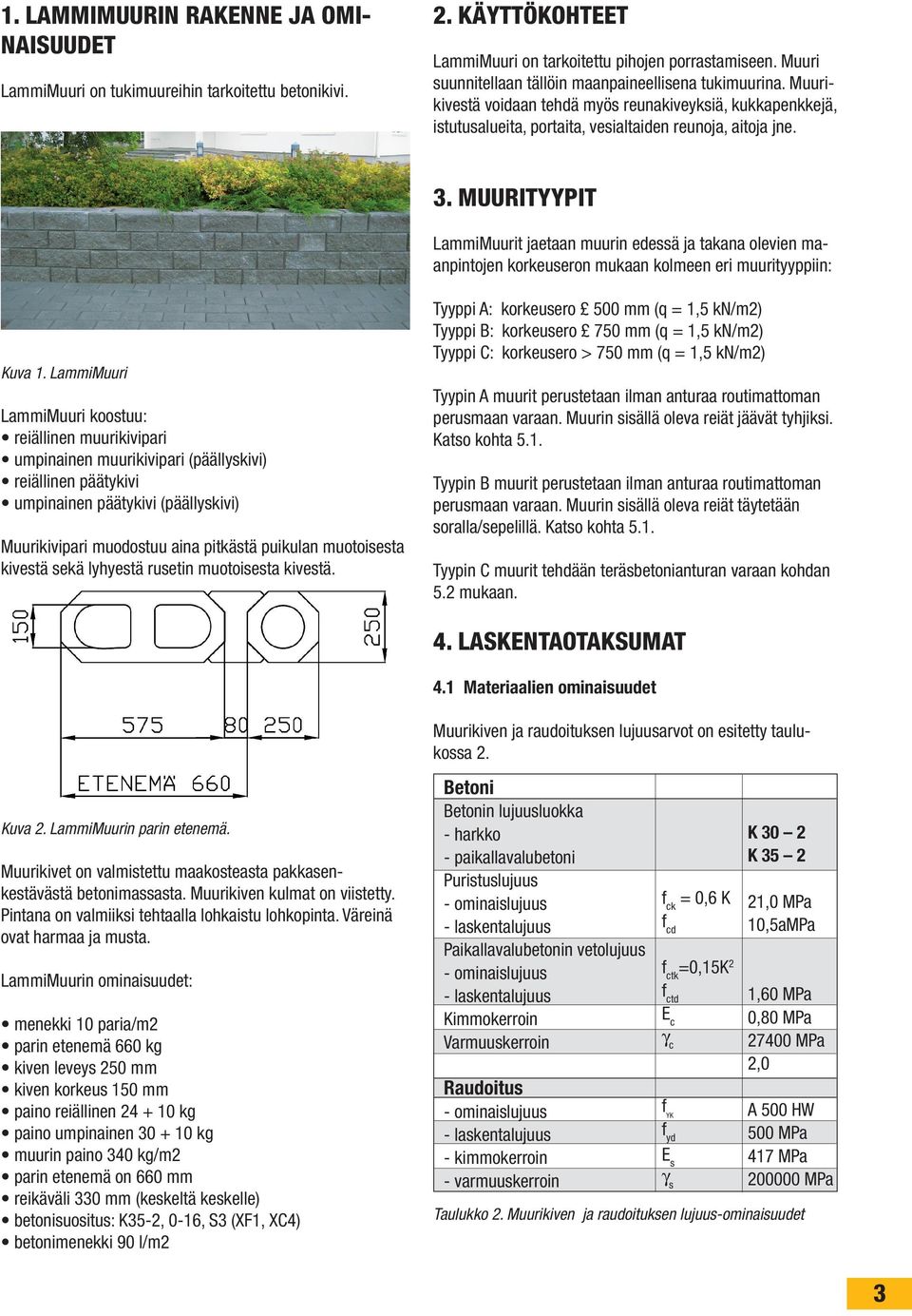 UURITYYPIT Lammiuurit jaetaan muurin edeä ja takana olevien npintojen korkeueron mukaan kolmeen eri muurityyppiin: Kuva 1.