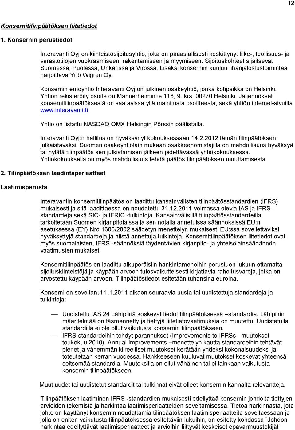 Sijoituskohteet sijaitsevat Suomessa, Puolassa, Unkarissa ja Virossa. Lisäksi konserniin kuuluu lihanjalostustoimintaa harjoittava Yrjö Wigren Oy.