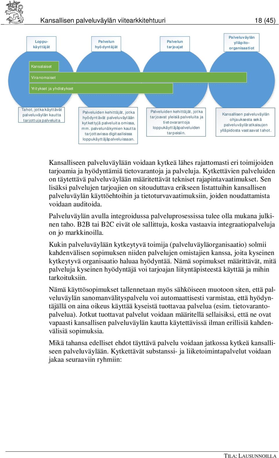 palvelunäkymien kautta tarjottavissa digitaalisissa loppukäyttäjäpalveluissaan. Palveluiden kehittäjät, jotka tarjoavat yleisiä palveluita ja tietovarantoja loppukäyttäjäpalveluiden tarpeisiin.