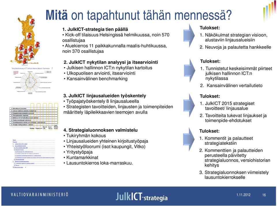 Näkökulmat strategian visioon, alustaviin linjausalueisiin 2. Neuvoja ja palautetta hankkeelle 2.