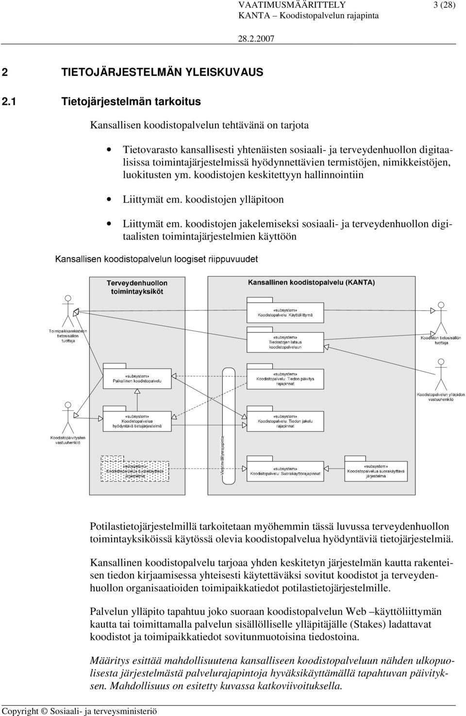 hyödynnettävien termistöjen, nimikkeistöjen, luokitusten ym. koodistojen keskitettyyn hallinnointiin Liittymät em. koodistojen ylläpitoon Liittymät em.