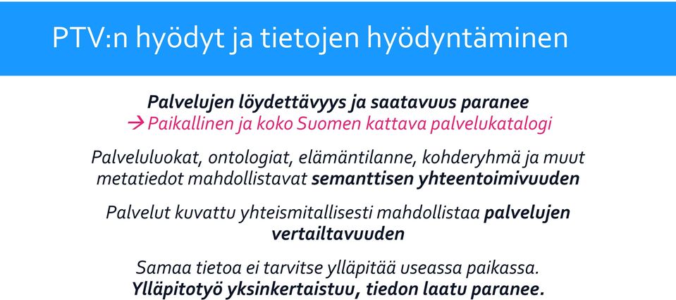 mahdollistavat semanttisen yhteentoimivuuden Palvelut kuvattu yhteismitallisesti mahdollistaa palvelujen