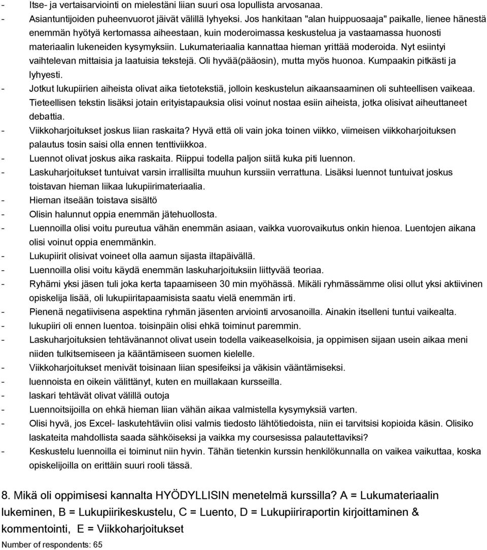 Lukumateriaalia kannattaa hieman yrittää moderoida. Nyt esiintyi vaihtelevan mittaisia ja laatuisia tekstejä. Oli hyvää(pääosin), mutta myös huonoa. Kumpaakin pitkästi ja lyhyesti.